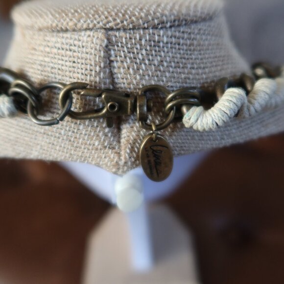 Statement oxidized brass/bronze cuban link necklace & cord by Lena Bernard $225 - Picture 8 of 12